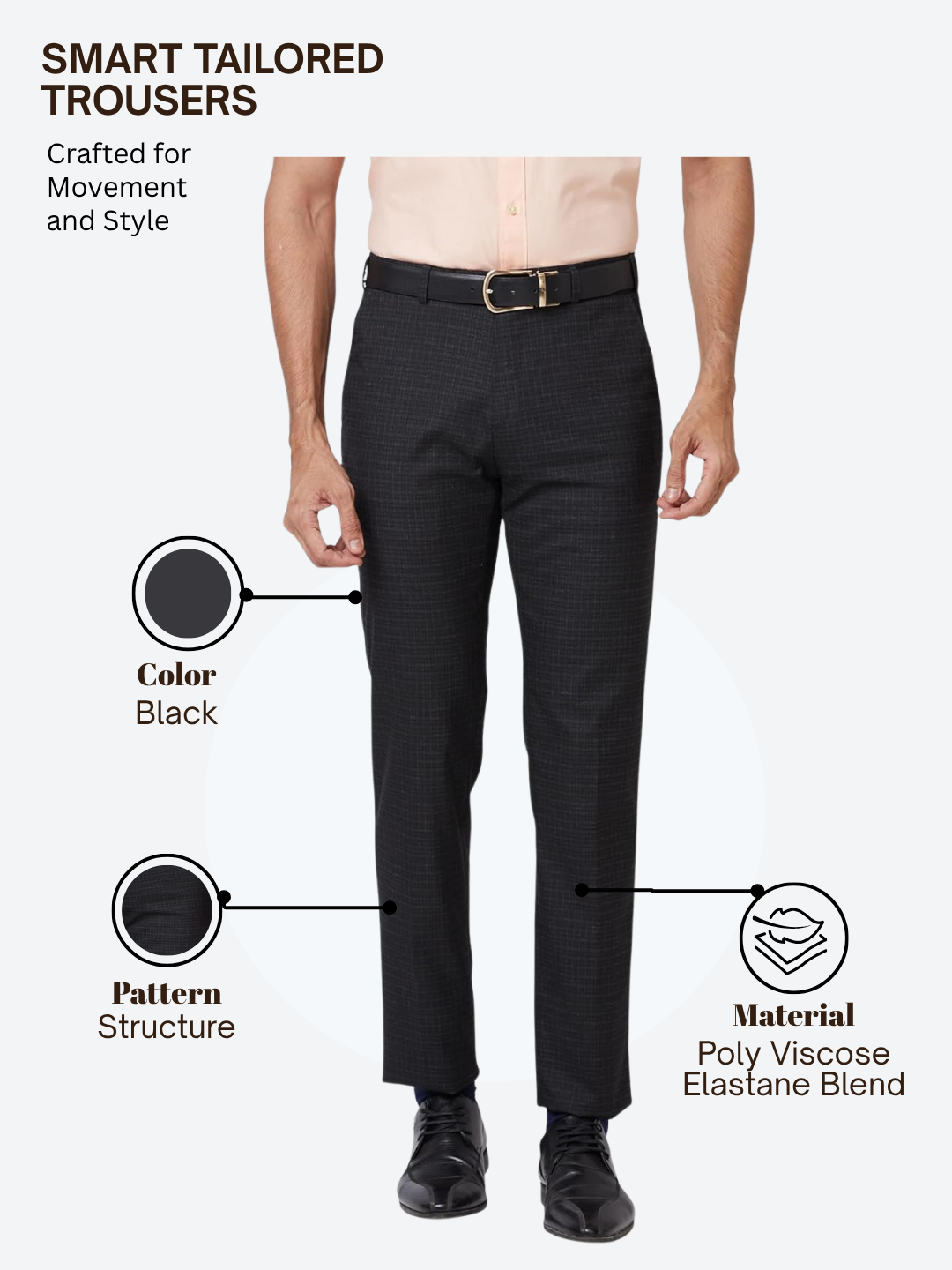 Raymond Men Black Slim Fit Structure Trouser