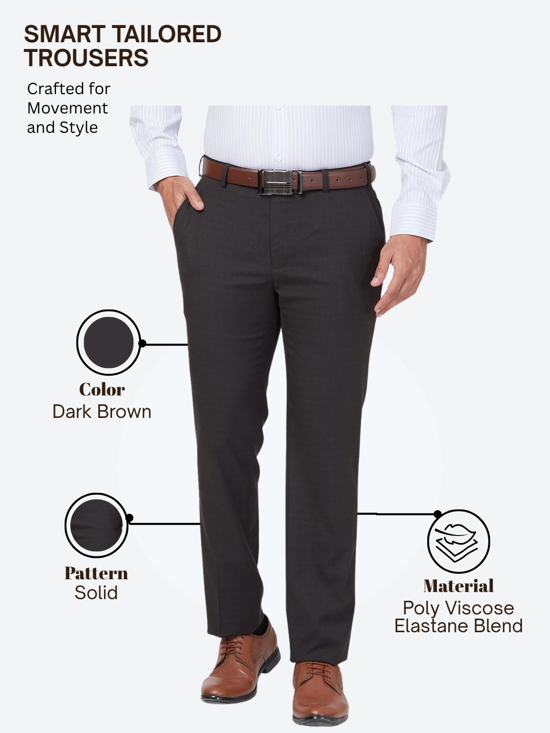 Raymond Men Brown Slim Fit Solid Trouser