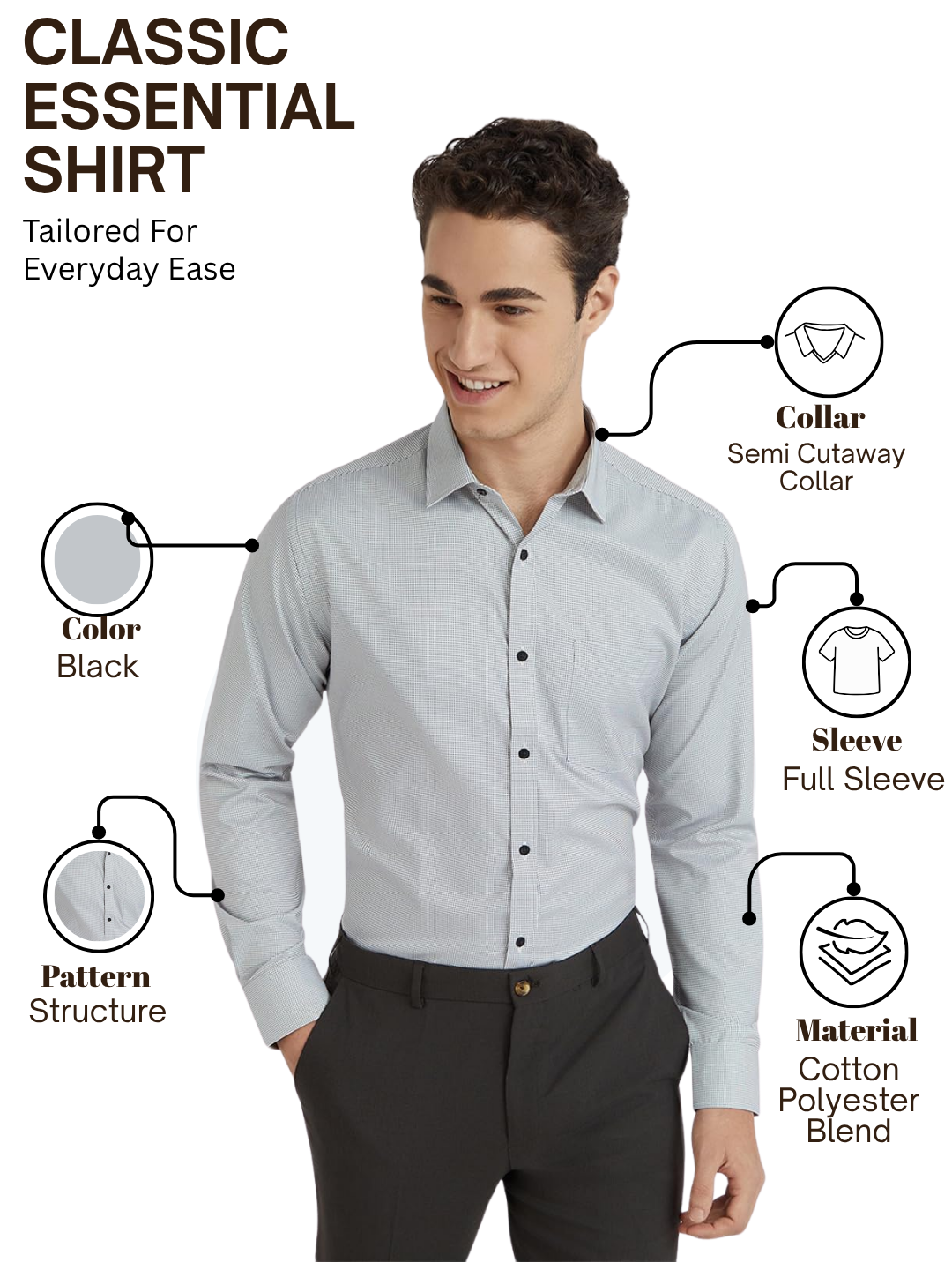 Park Avenue Men Grey Slim Fit Structure Formal Shirt