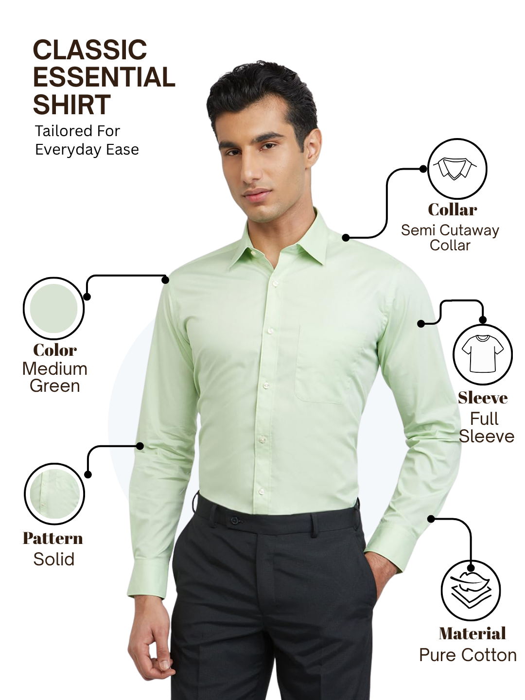Raymond Men Green Regular Fit Solid Formal Shirt – MyRaymond