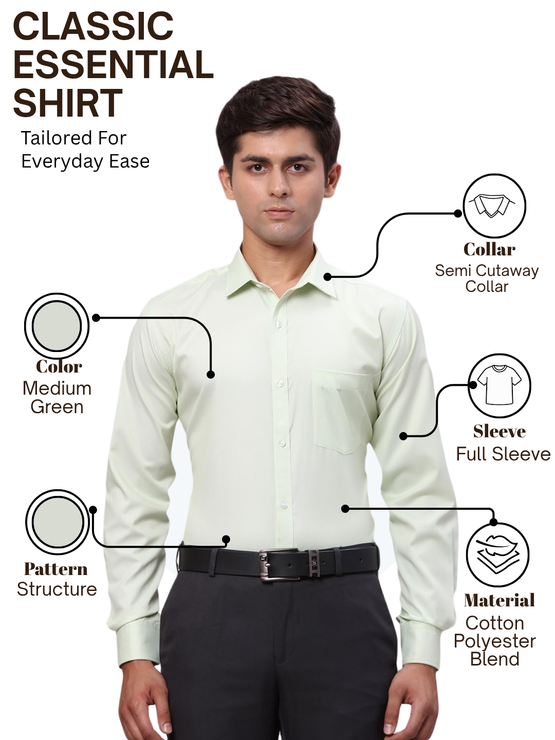 Park Avenue Men Green Slim Fit Structure Formal Shirt