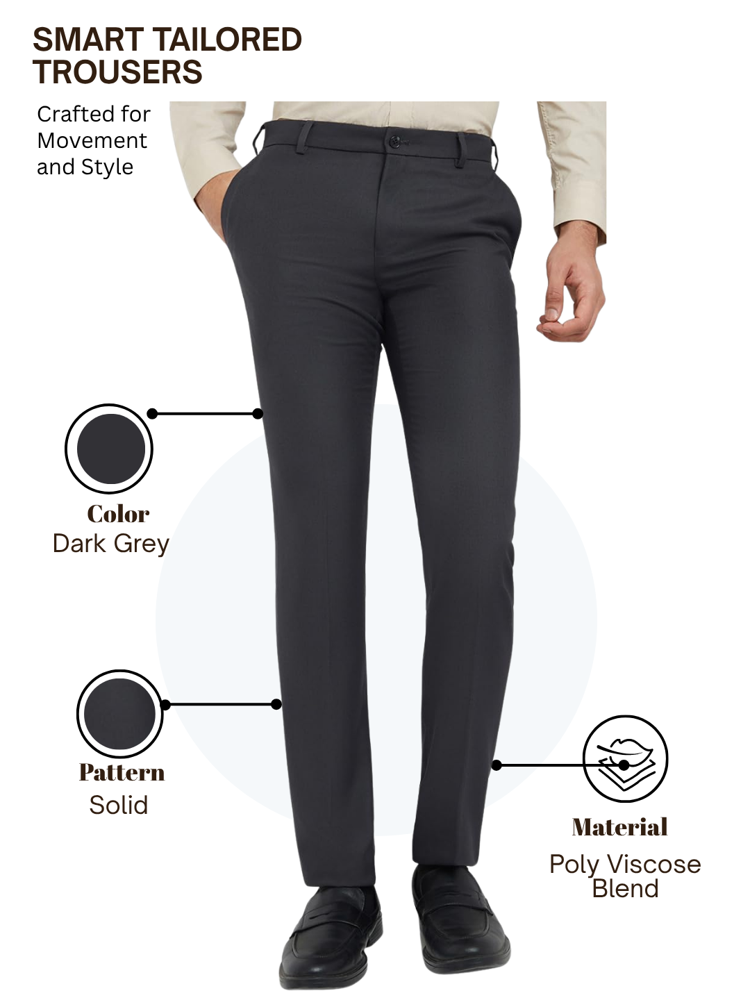 Raymond Men Grey Slim Fit Solid Trouser
