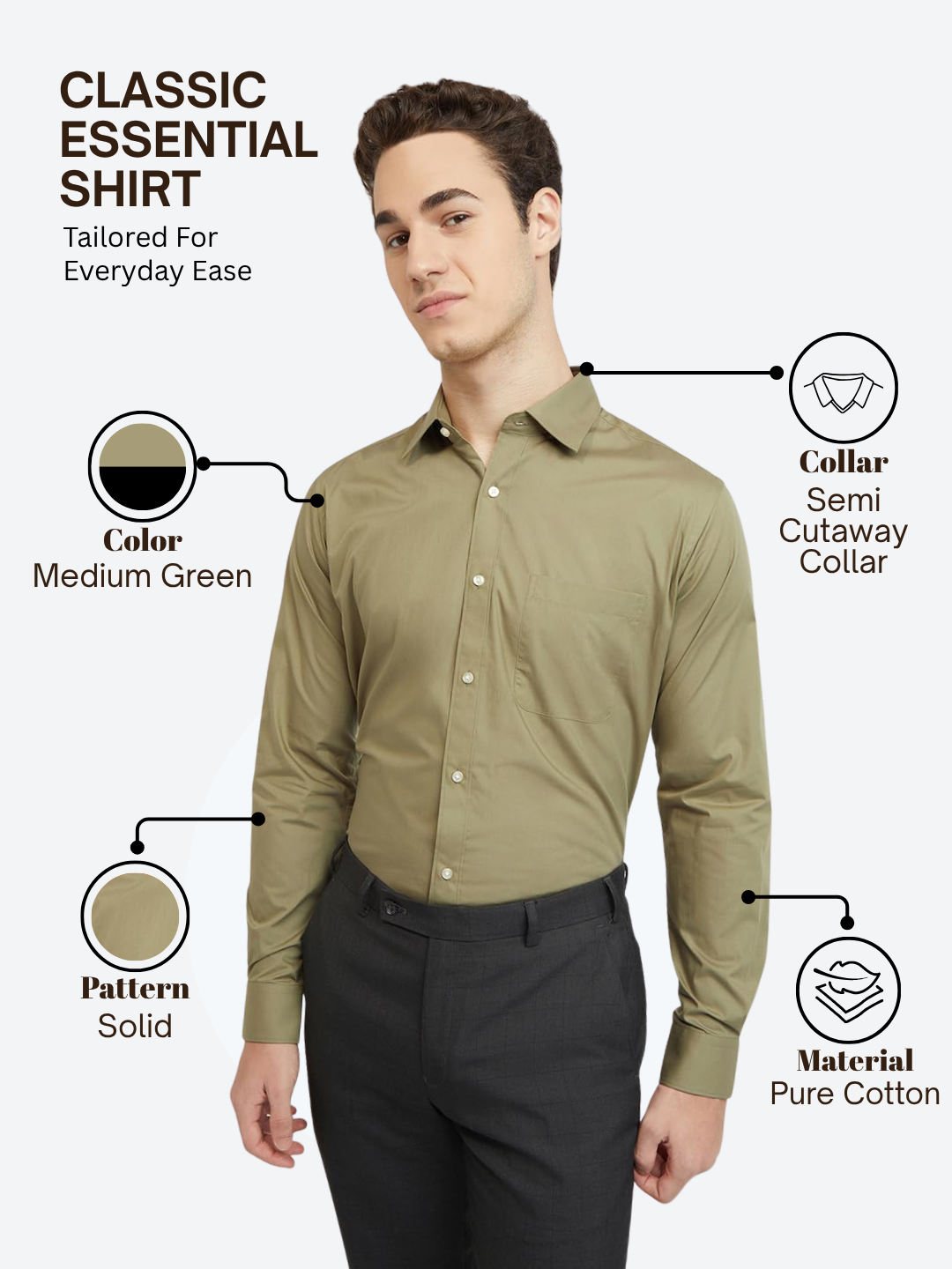 Raymond Men Green Slim Fit Solid Formal Shirt