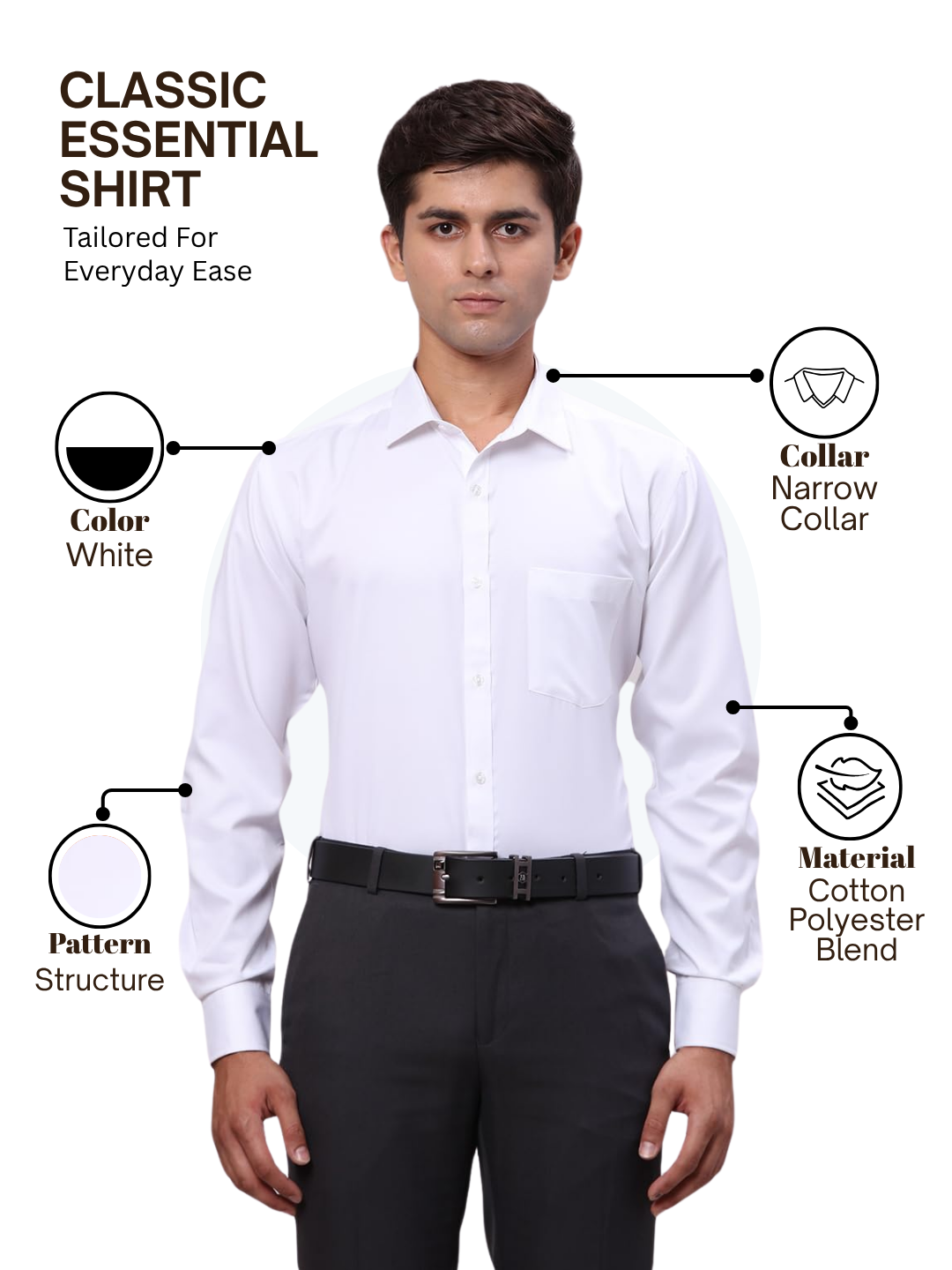 Park Avenue Men White Slim Fit Structure Formal Shirt
