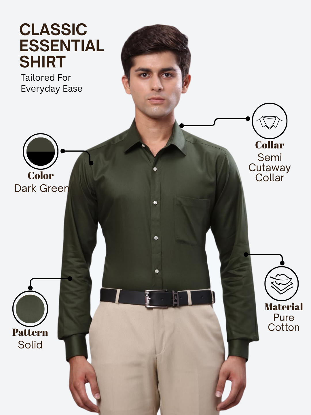 Raymond Men Green Slim Fit Solid Formal Shirt