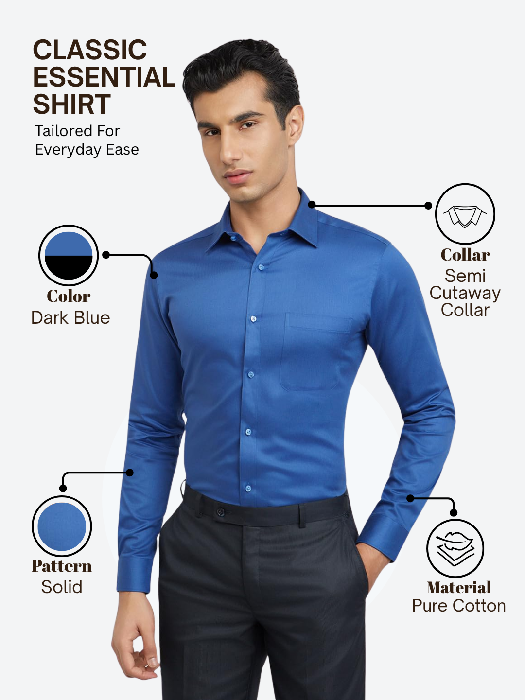 Raymond Men Blue Slim Fit Solid Formal Shirt