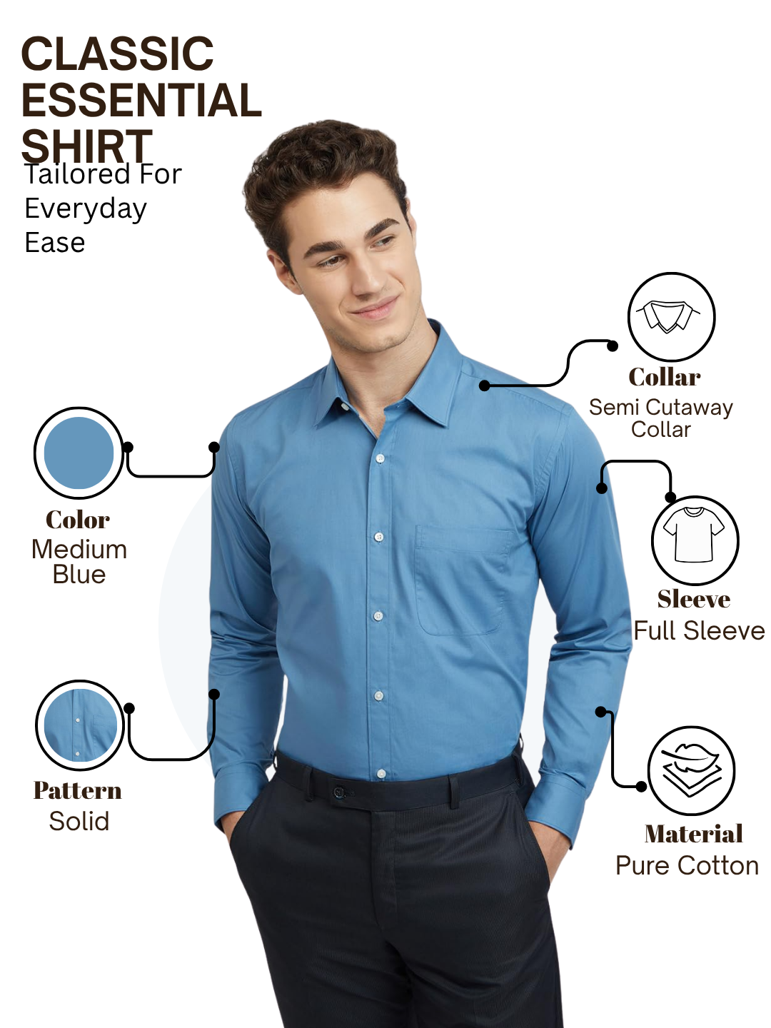 Raymond Men Blue Regular Fit Solid Formal Shirt