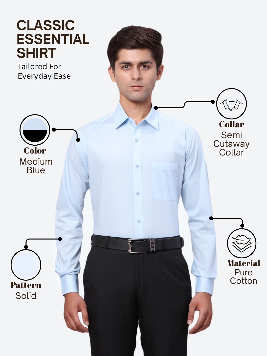 Raymond Men Blue Slim Fit Solid Formal Shirt – MyRaymond