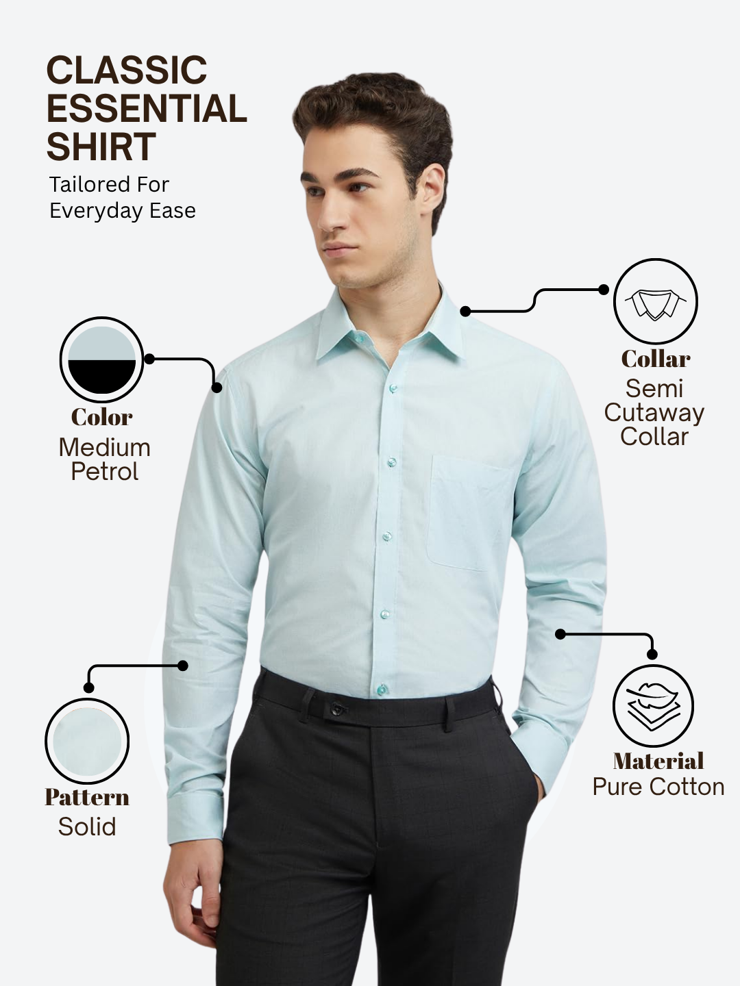 Raymond Men Green Slim Fit Solid Formal Shirt