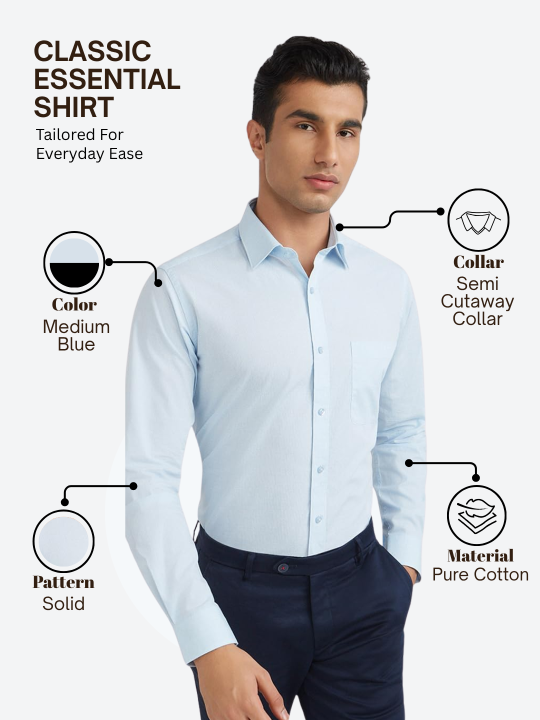 Raymond Men Blue Slim Fit Solid Formal Shirt