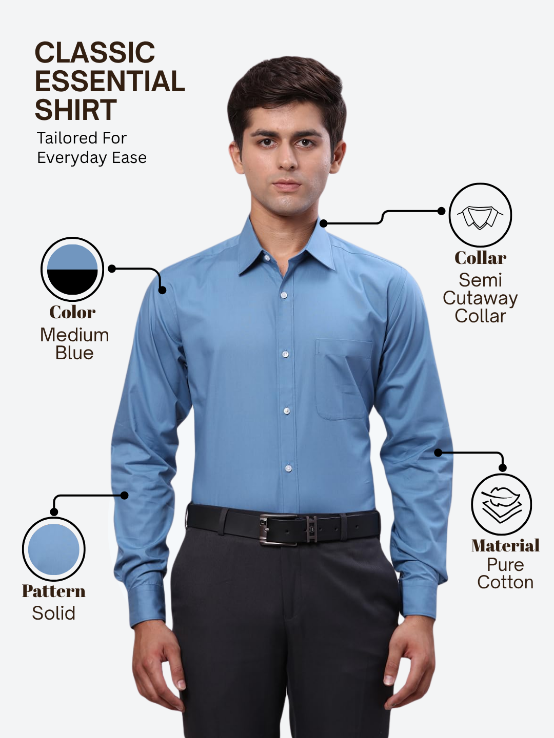 Raymond Men Blue Slim Fit Solid Formal Shirt