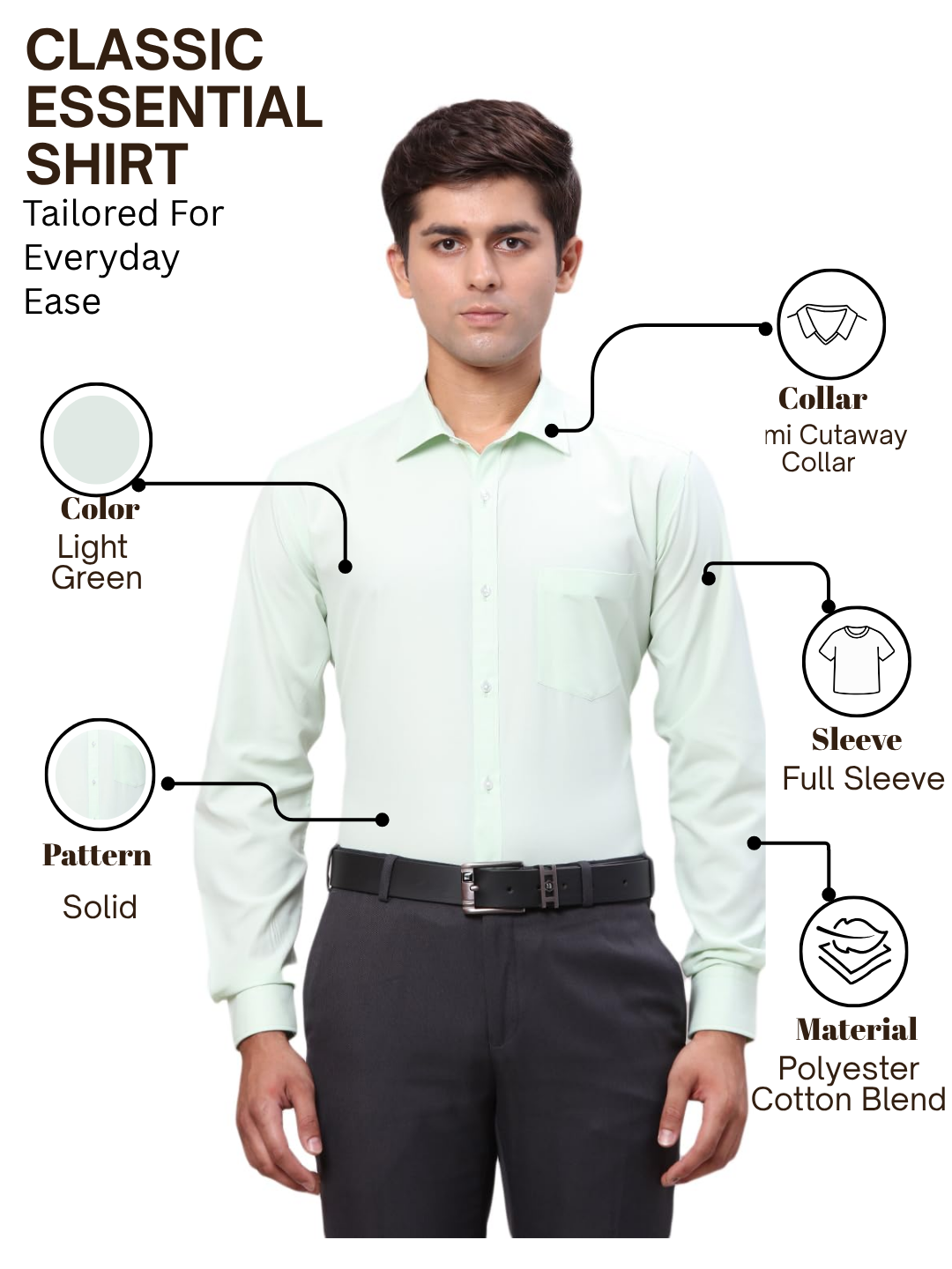 Park Avenue Men Green Slim Fit Solid Formal Shirt