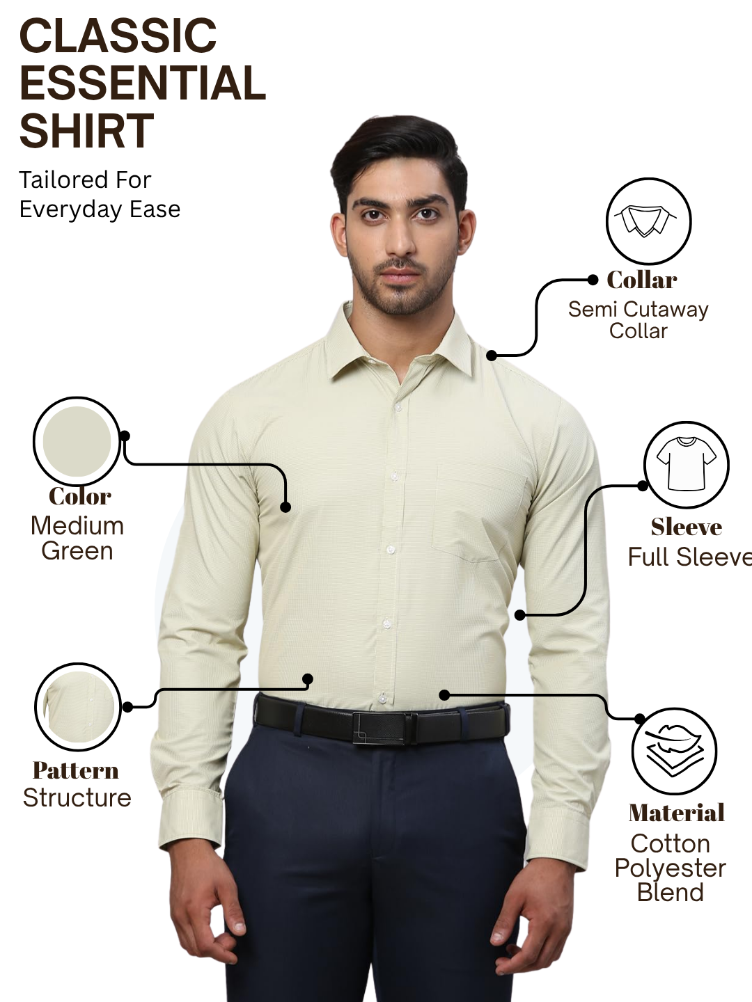 Park Avenue Men Green Slim Fit Structure Formal Shirt