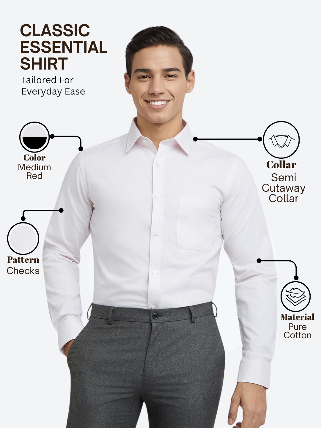 Raymond Men Pink Slim Fit Checks Formal Shirt