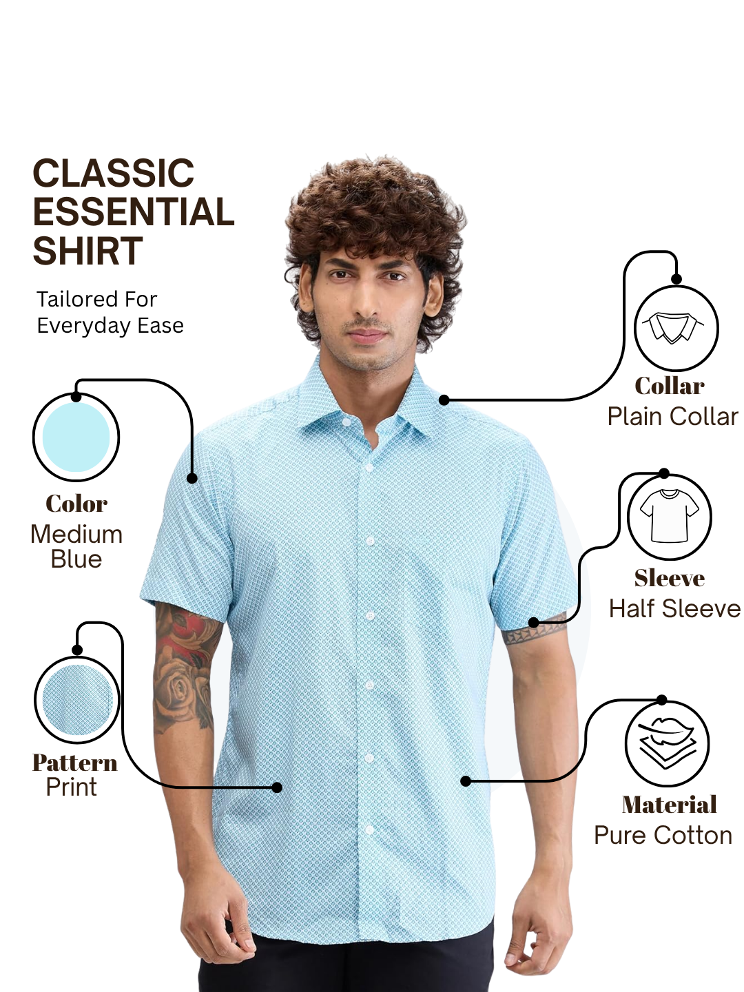 Colorplus Men Blue Regular Fit Printed Casual Shirt