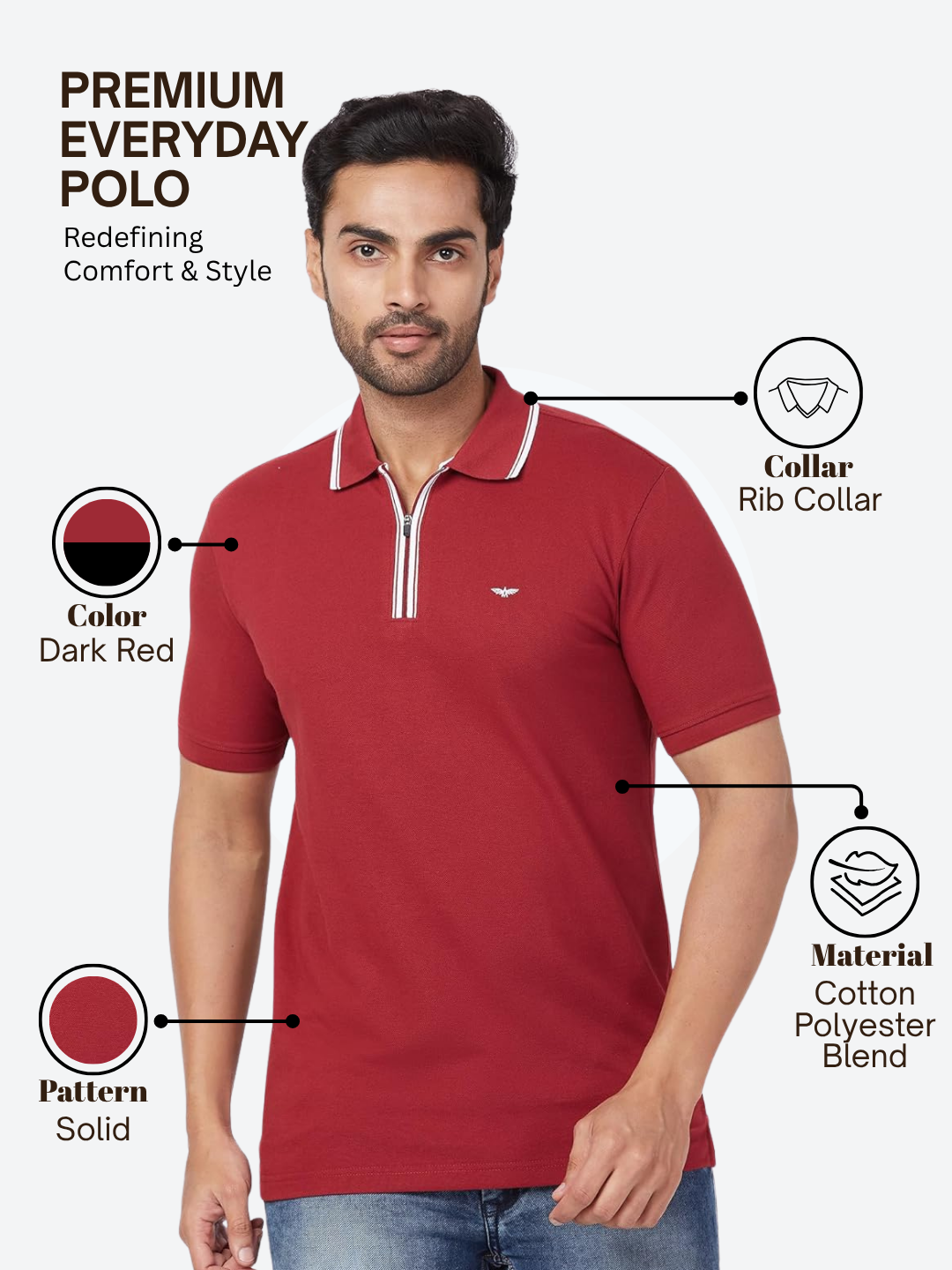 Park Avenue Men Red Slim Fit Solid Polo Neck Collar T-Shirt