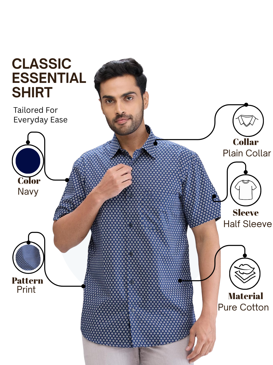 Colorplus Men Blue Regular Fit Printed Casual Shirt
