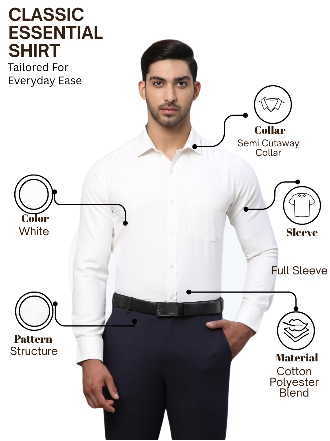 Park Avenue Men White Slim Fit Structure Formal Shirt