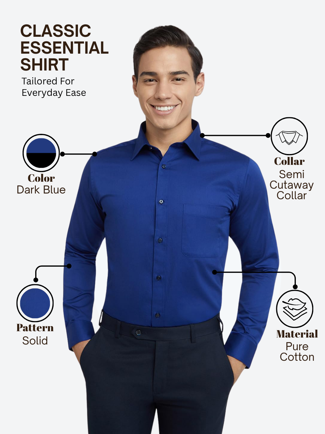 Raymond Men Blue Slim Fit Solid Formal Shirt