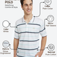 Colorplus Men White Tailored Fit Stripe Engineered Polo Neck Collar T-Shirt