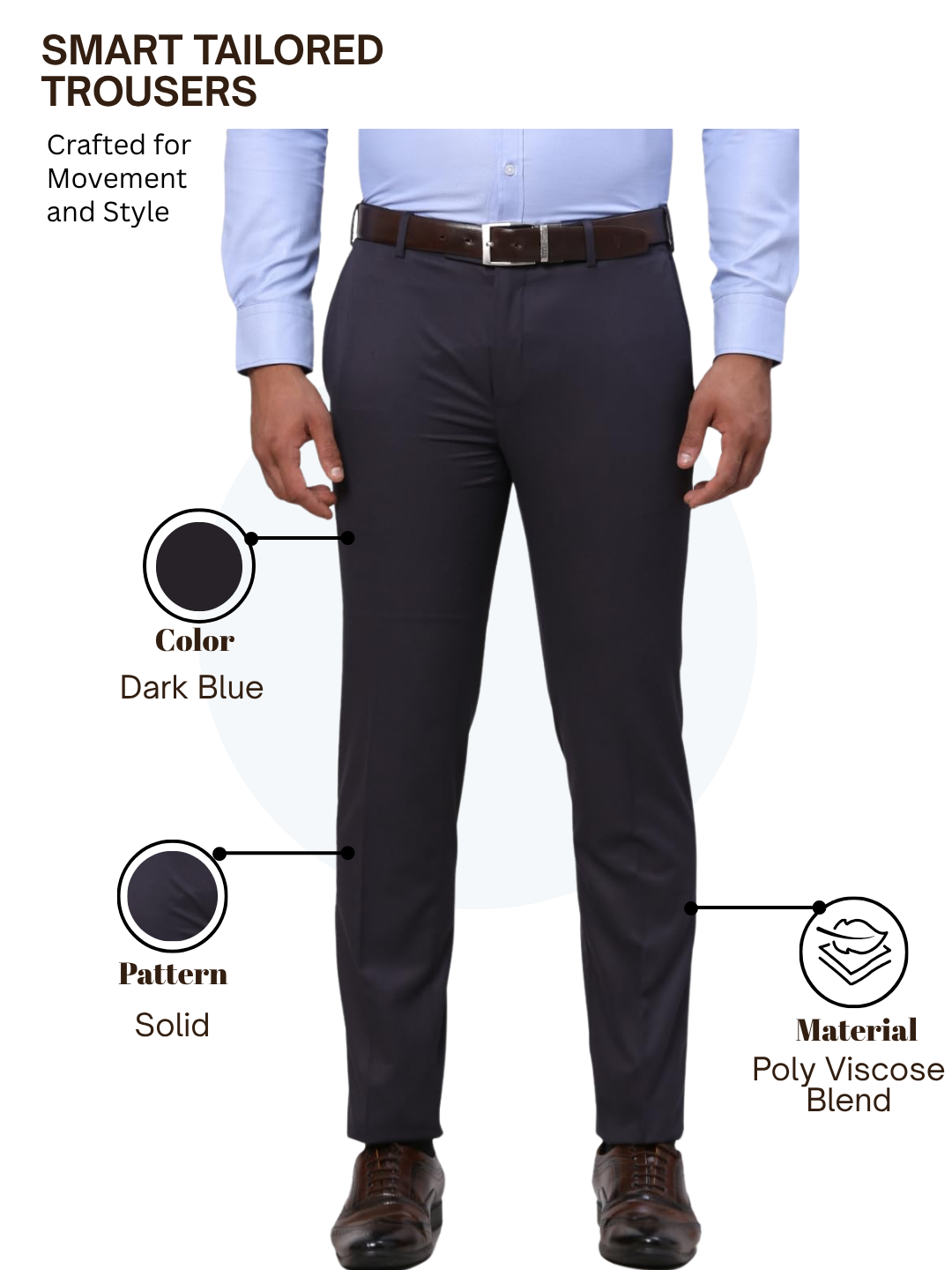 Raymond Men Blue Slim Fit Solid Trouser