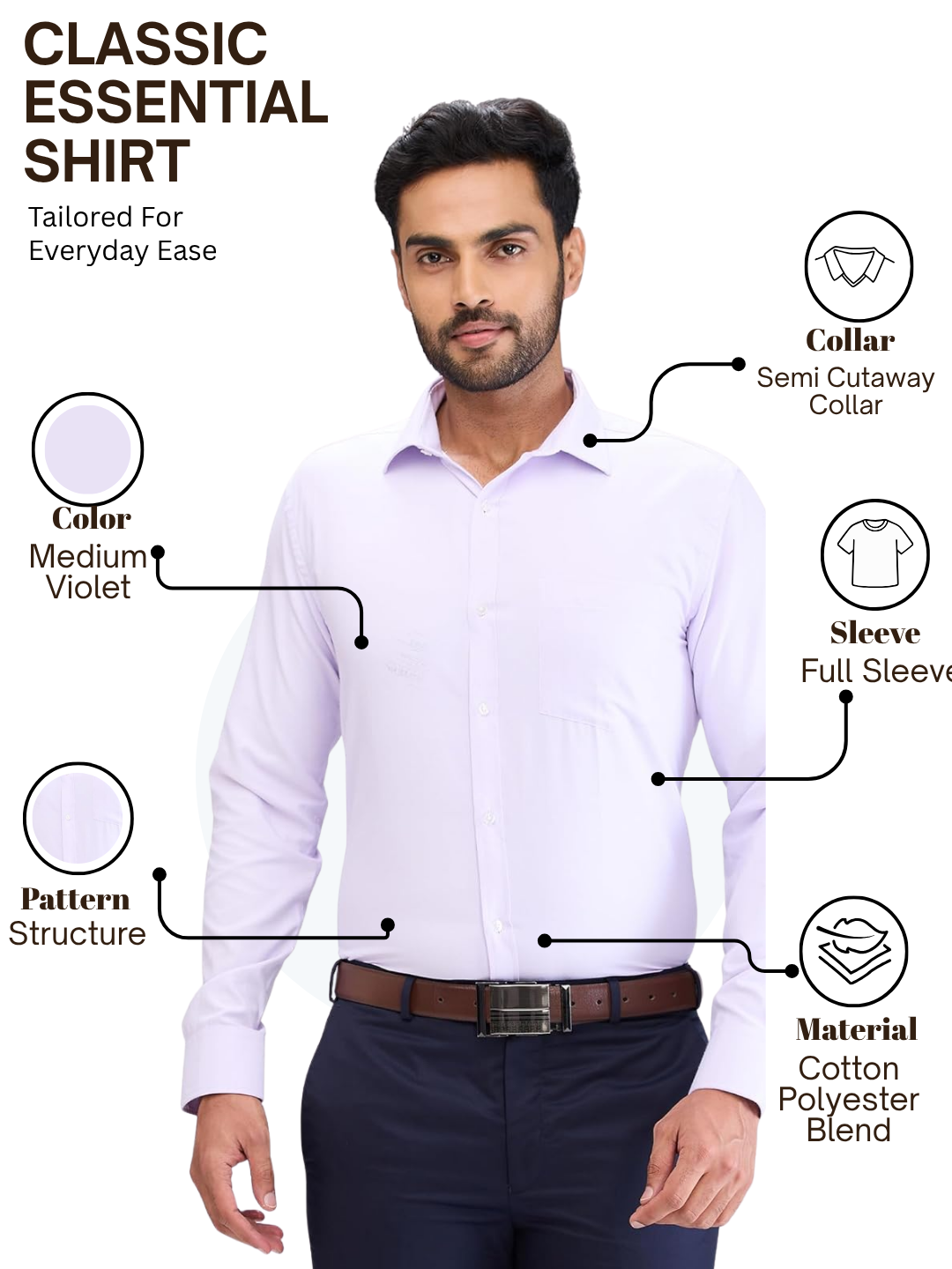 Park Avenue Men Purple Slim Fit Structure Formal Shirt