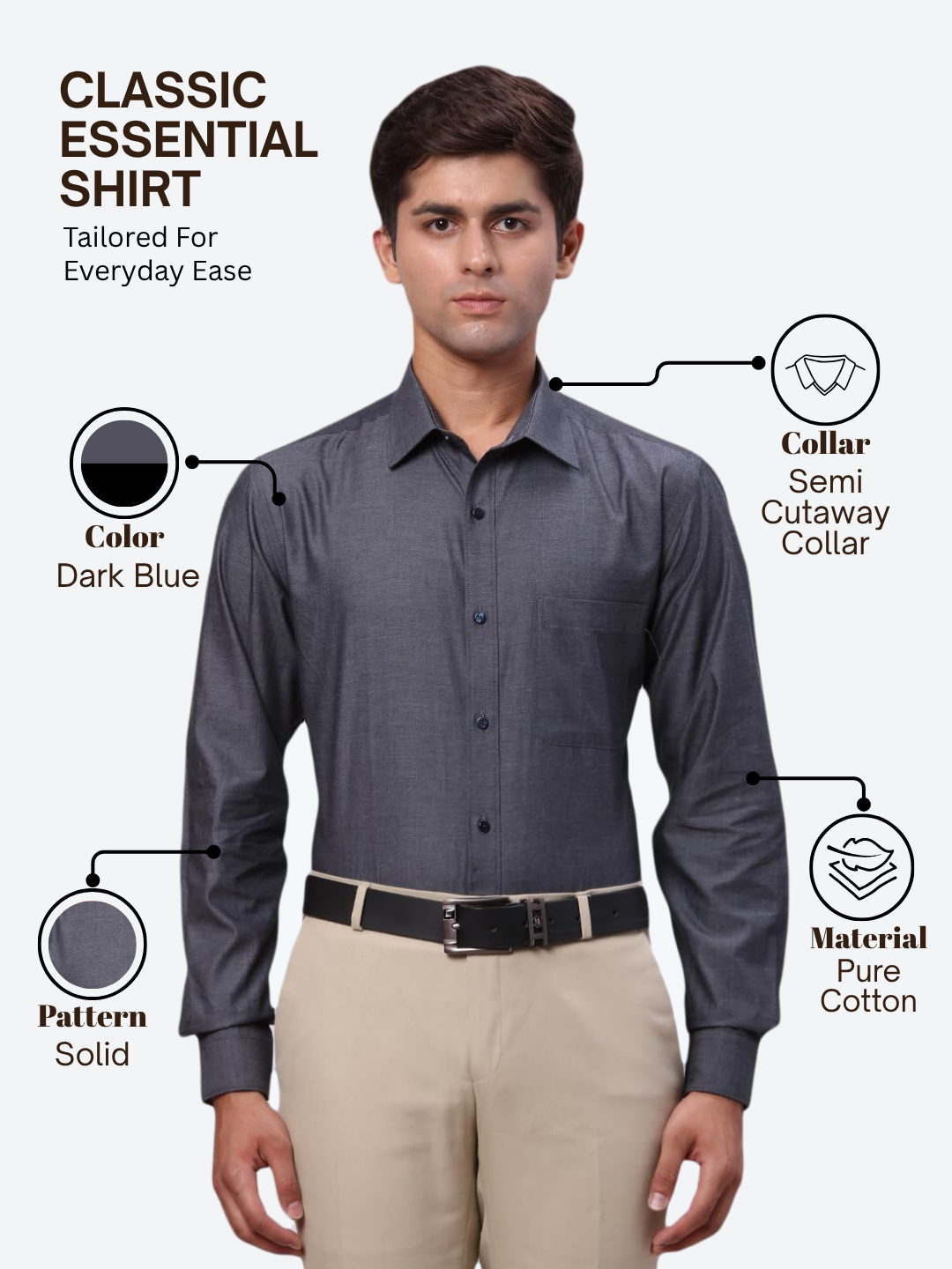 Raymond Men Blue Slim Fit Solid Formal Shirt