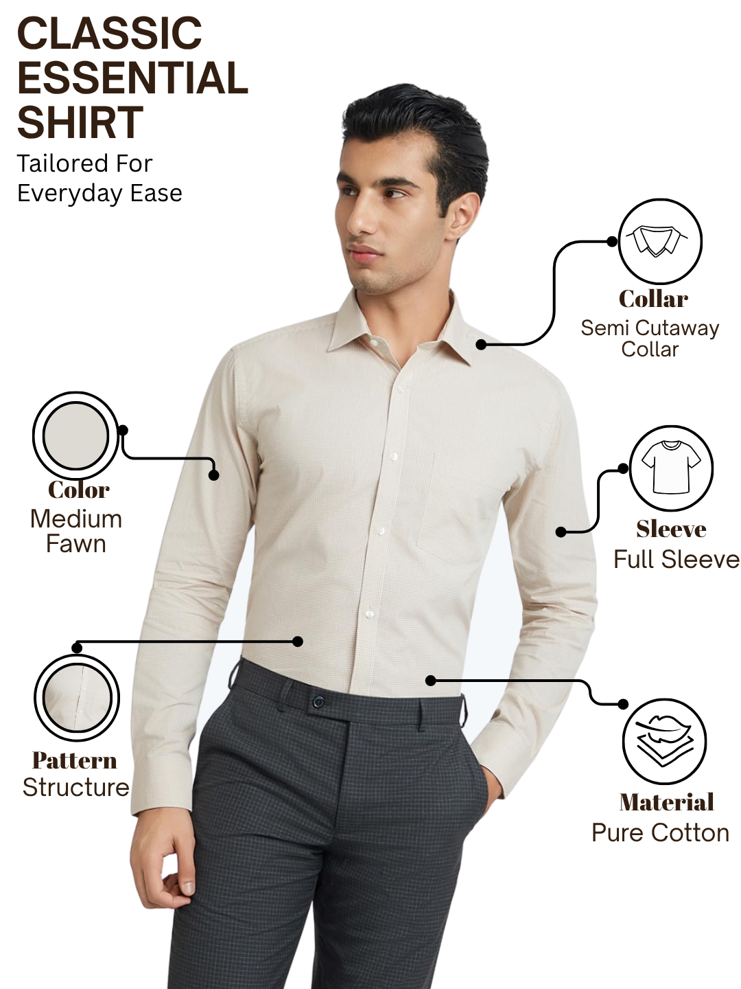 Park Avenue Men Brown Slim Fit Structure Formal Shirt