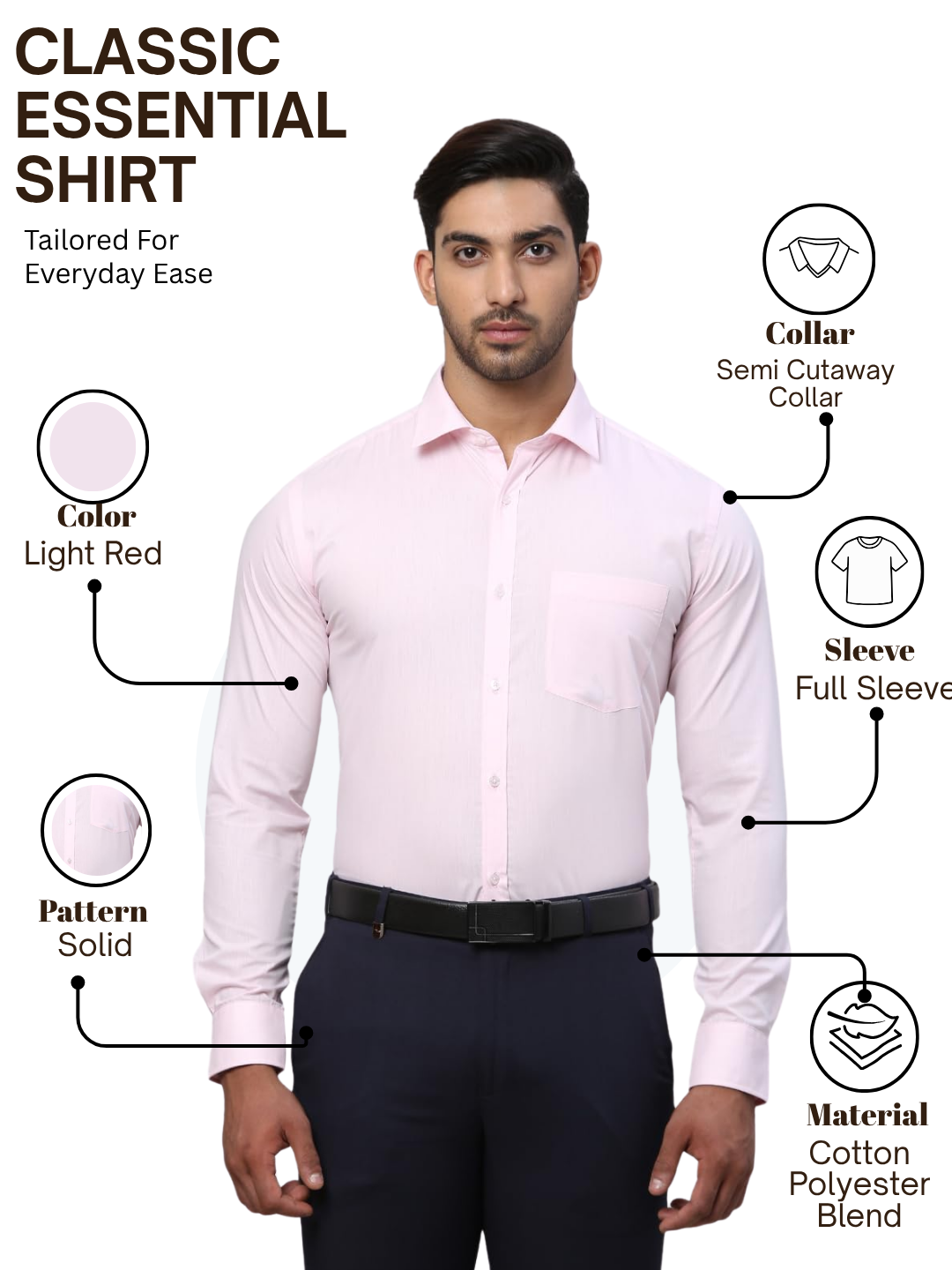 Park Avenue Men Pink Slim Fit Solid Formal Shirt