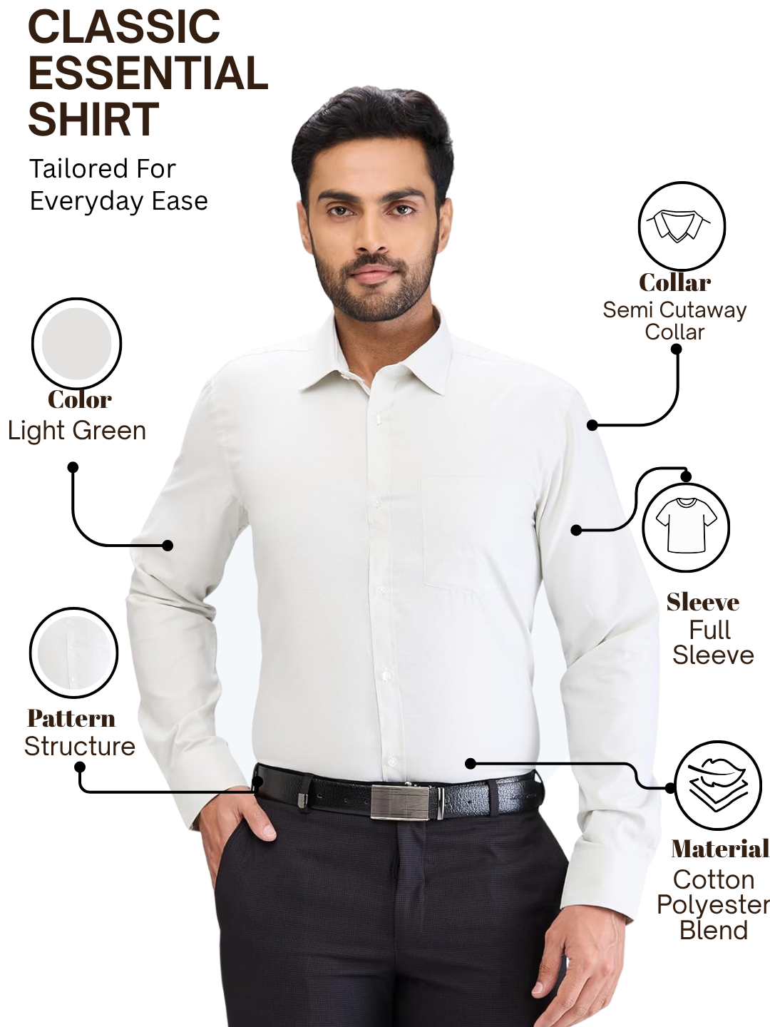 Park Avenue Men Green Slim Fit Structure Formal Shirt