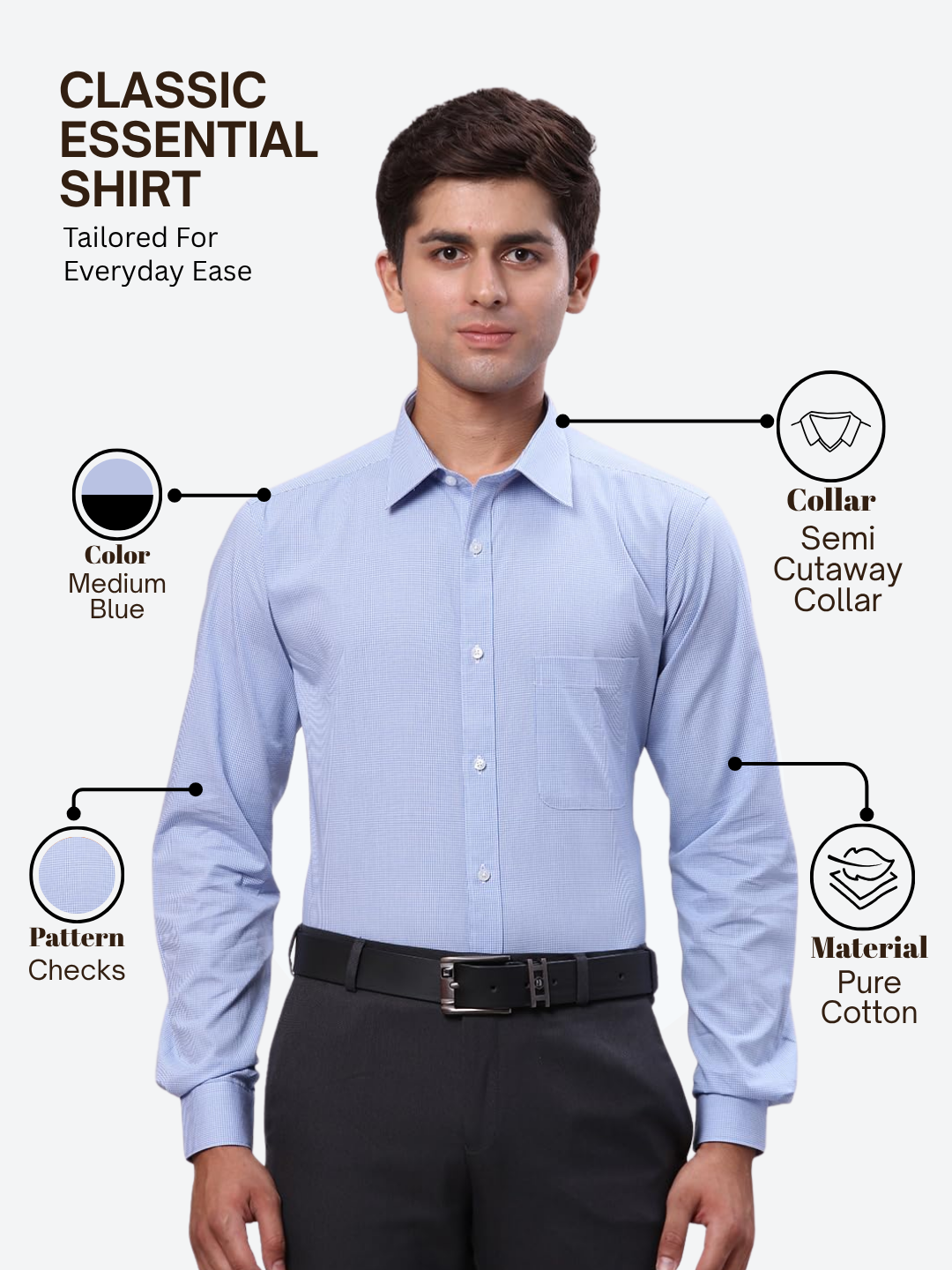Raymond Men Blue Slim Fit Checks Formal Shirt