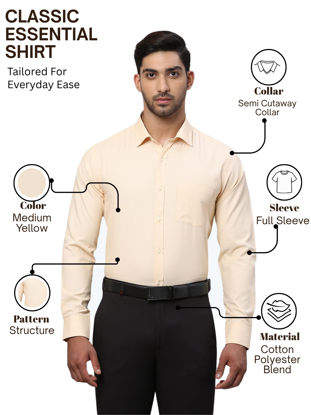 Park Avenue Men Yellow Slim Fit Structure Formal Shirt