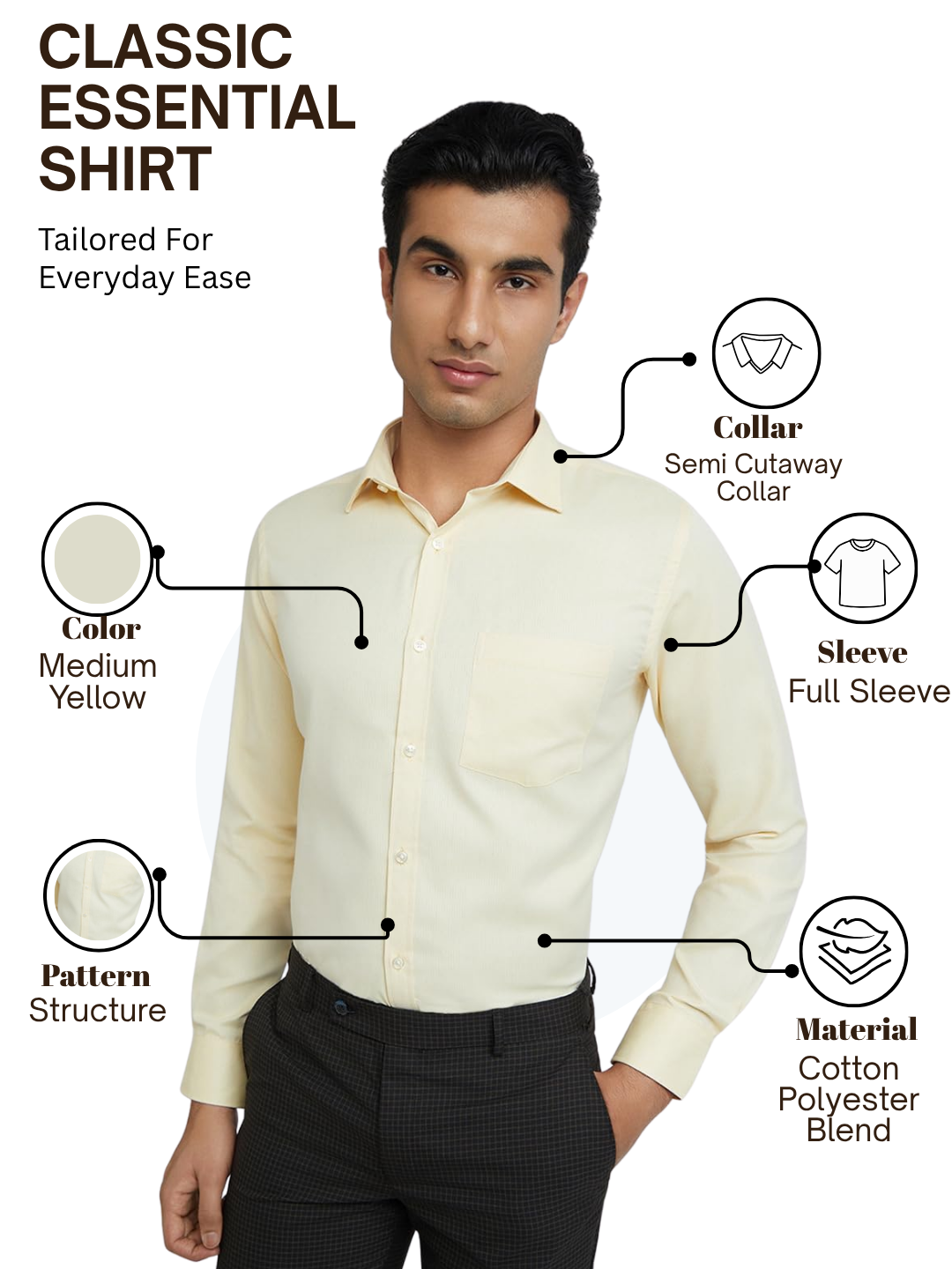 Park Avenue Men Yellow Slim Fit Structure Formal Shirt