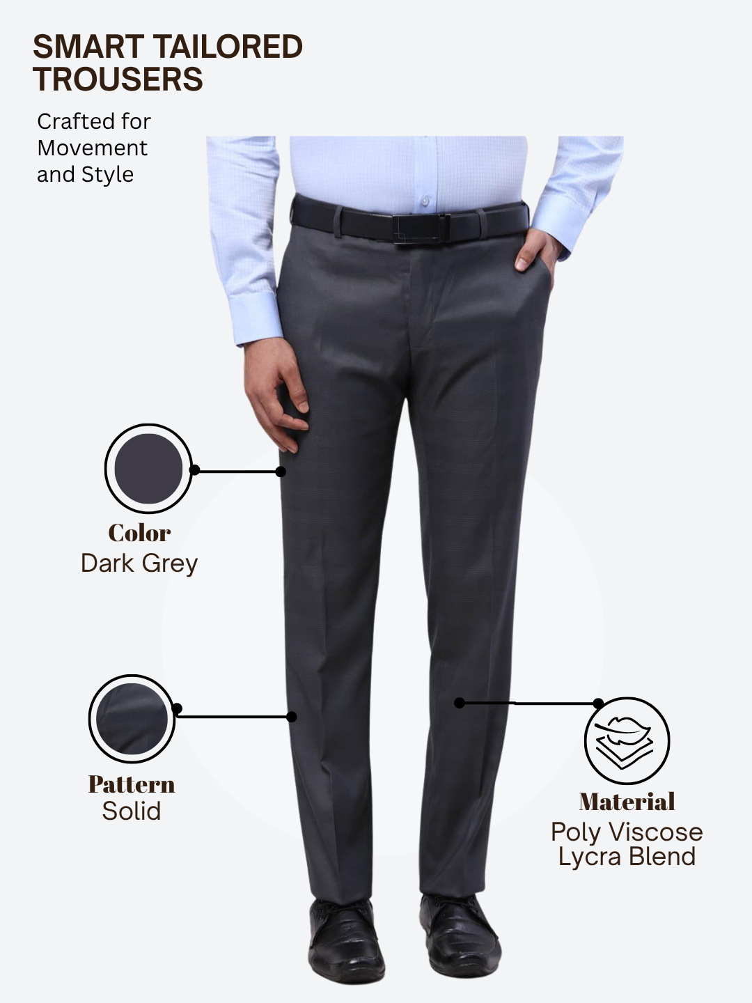 Raymond Men Grey Slim Fit Solid Trouser
