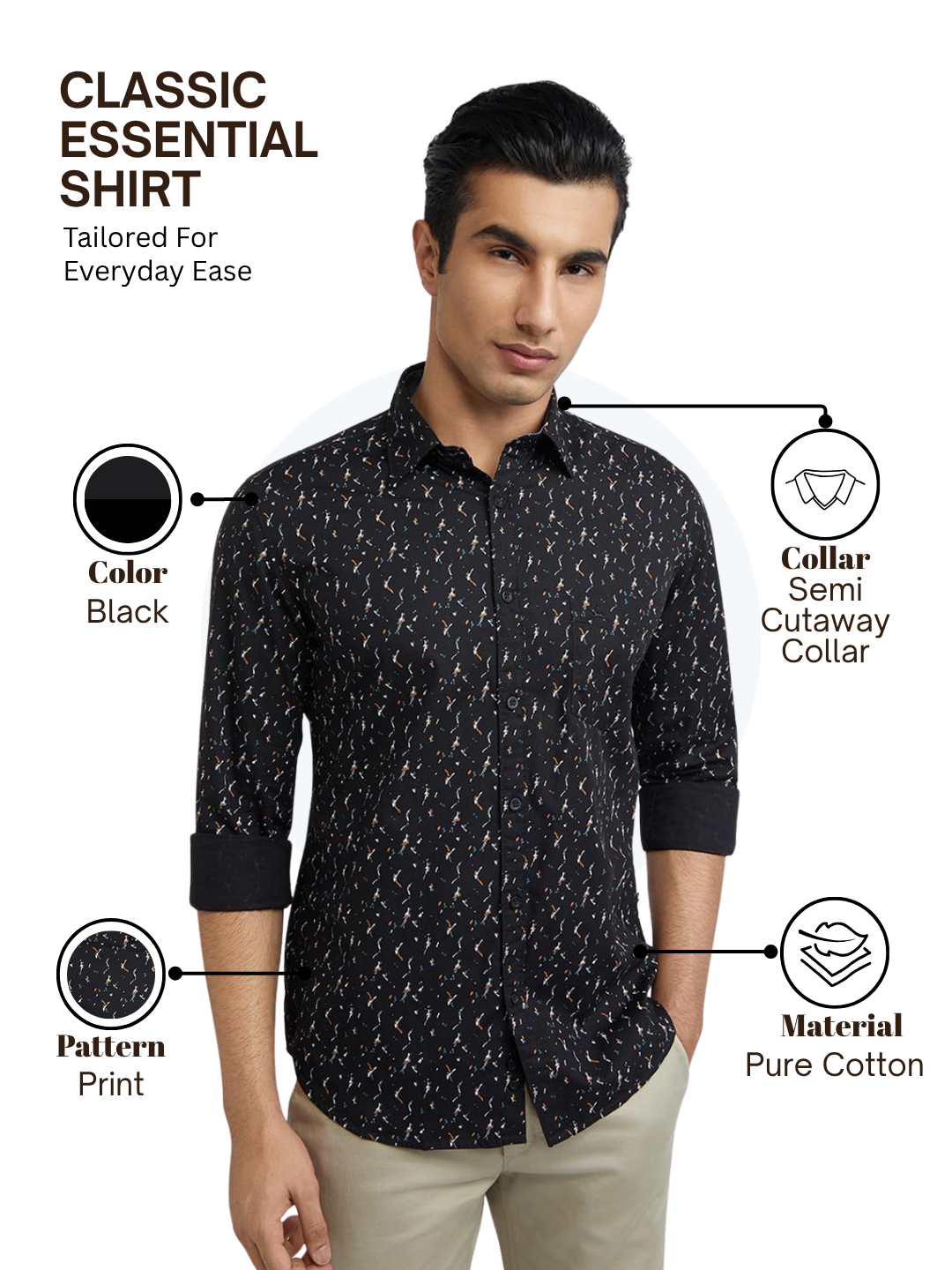 Parx Men Blue Slim Fit Printed Casual Shirt