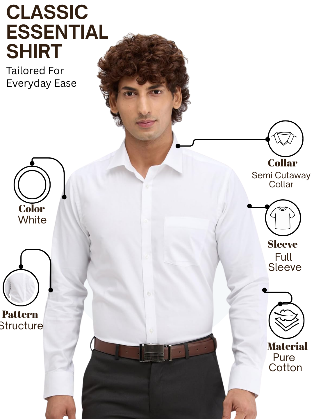 Park Avenue Men White Slim Fit Structure Formal Shirt