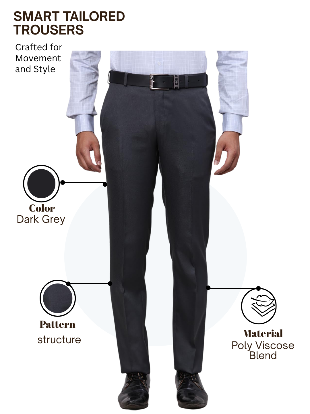 Raymond Men Grey Slim Fit Structure Trouser