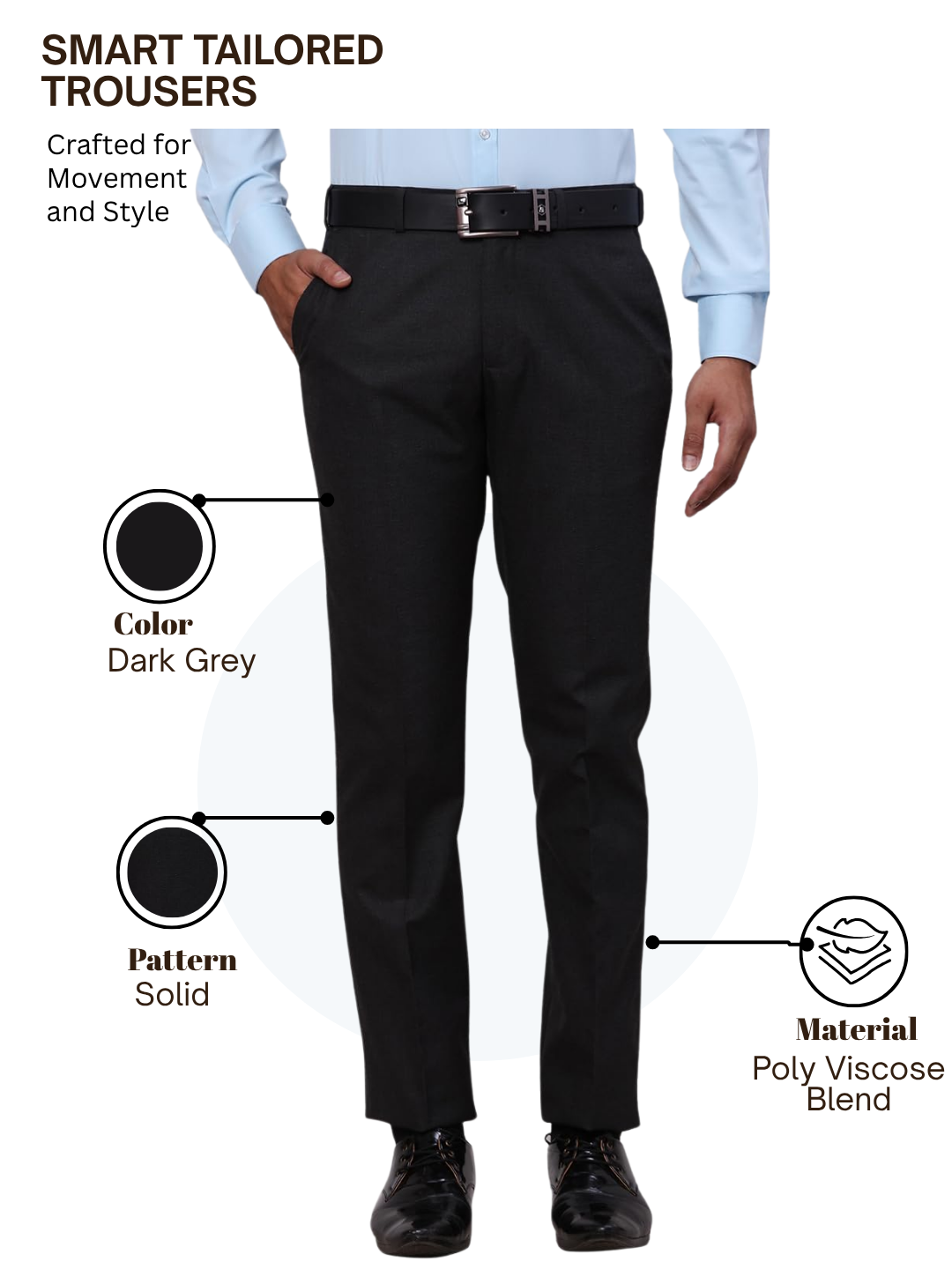Raymond Men Grey Slim Fit Solid Trouser