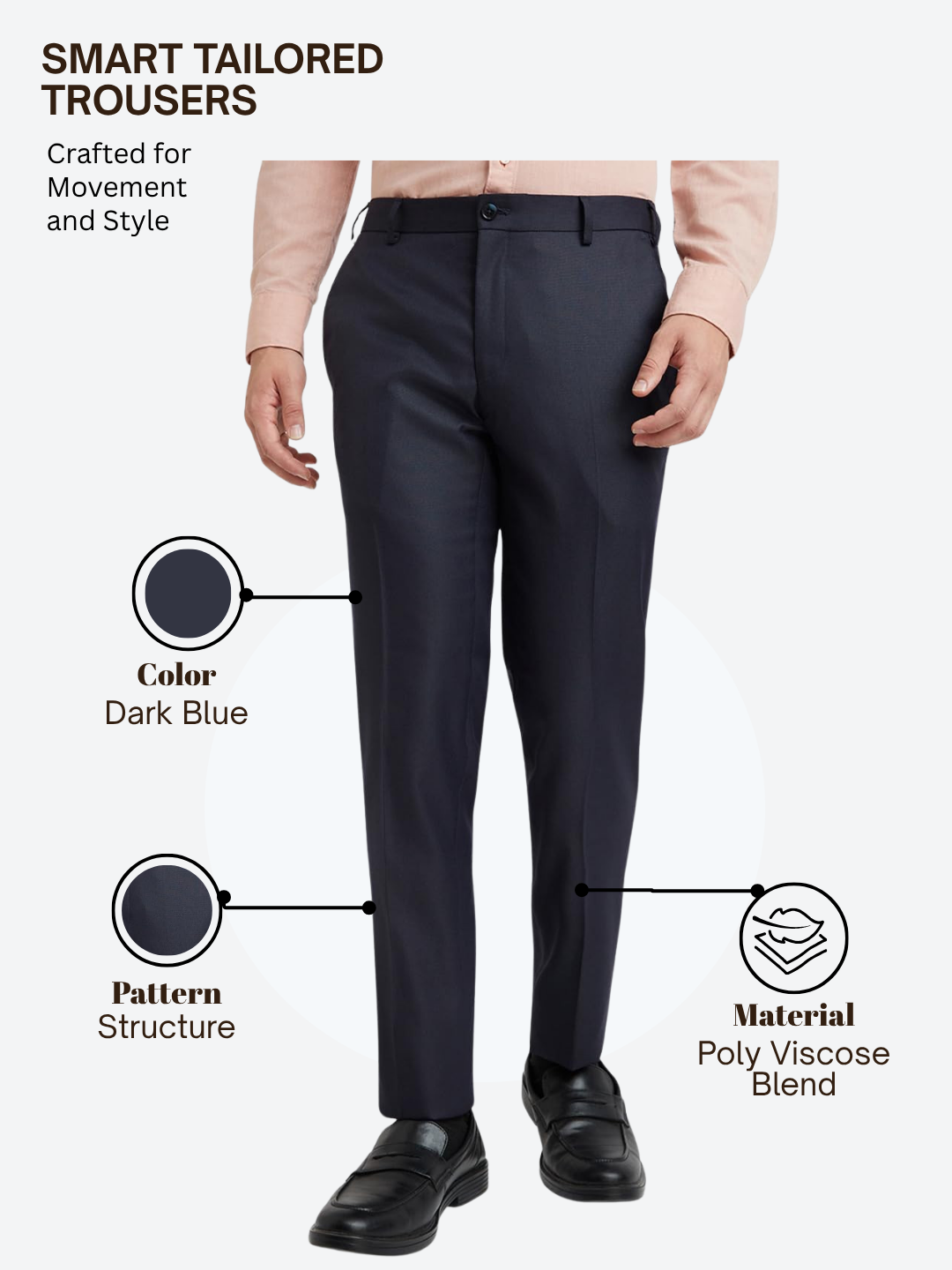 Raymond Men Blue Slim Fit Structure Trouser