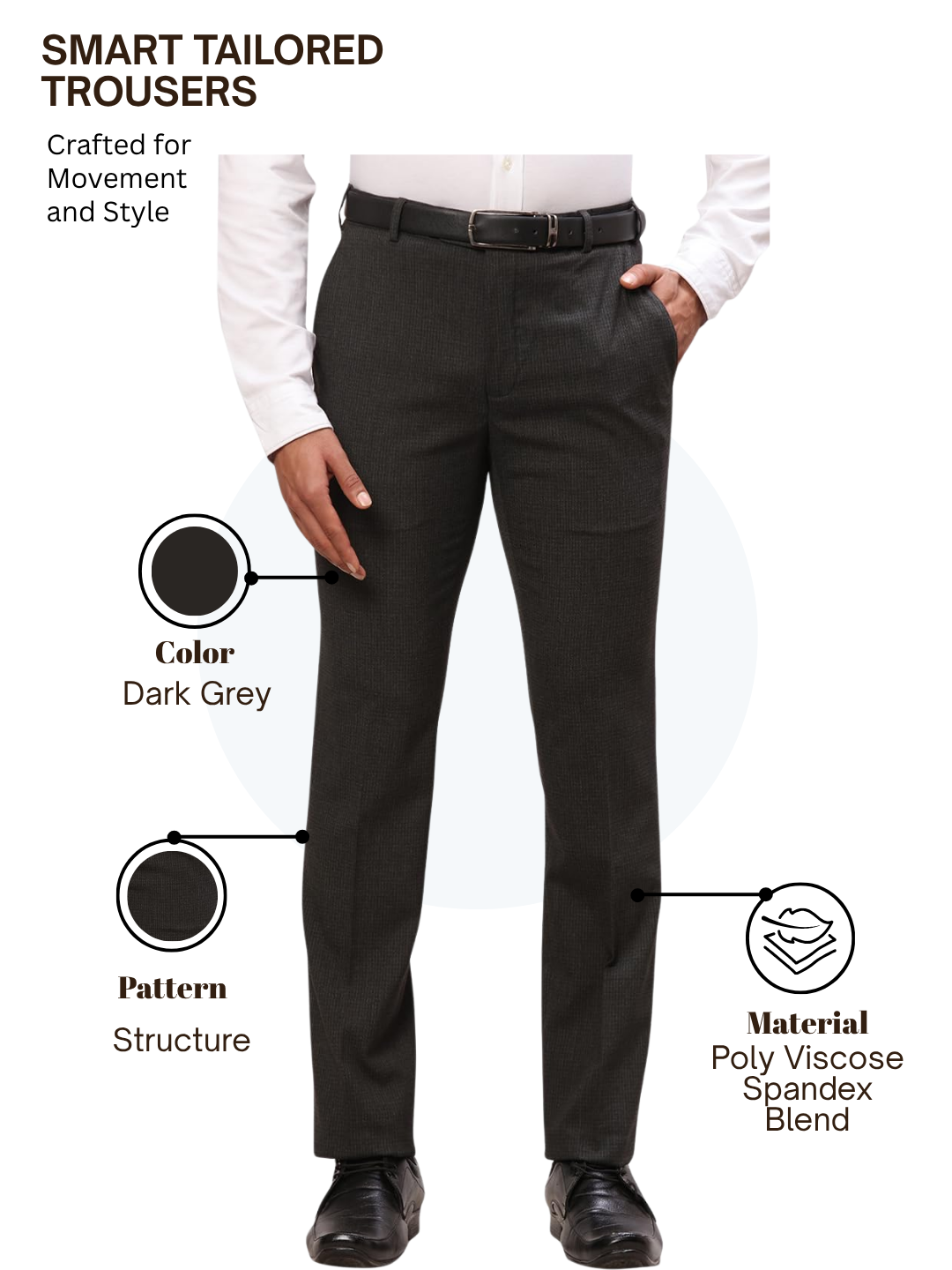 Raymond Men Grey Slim Fit Structure Trouser