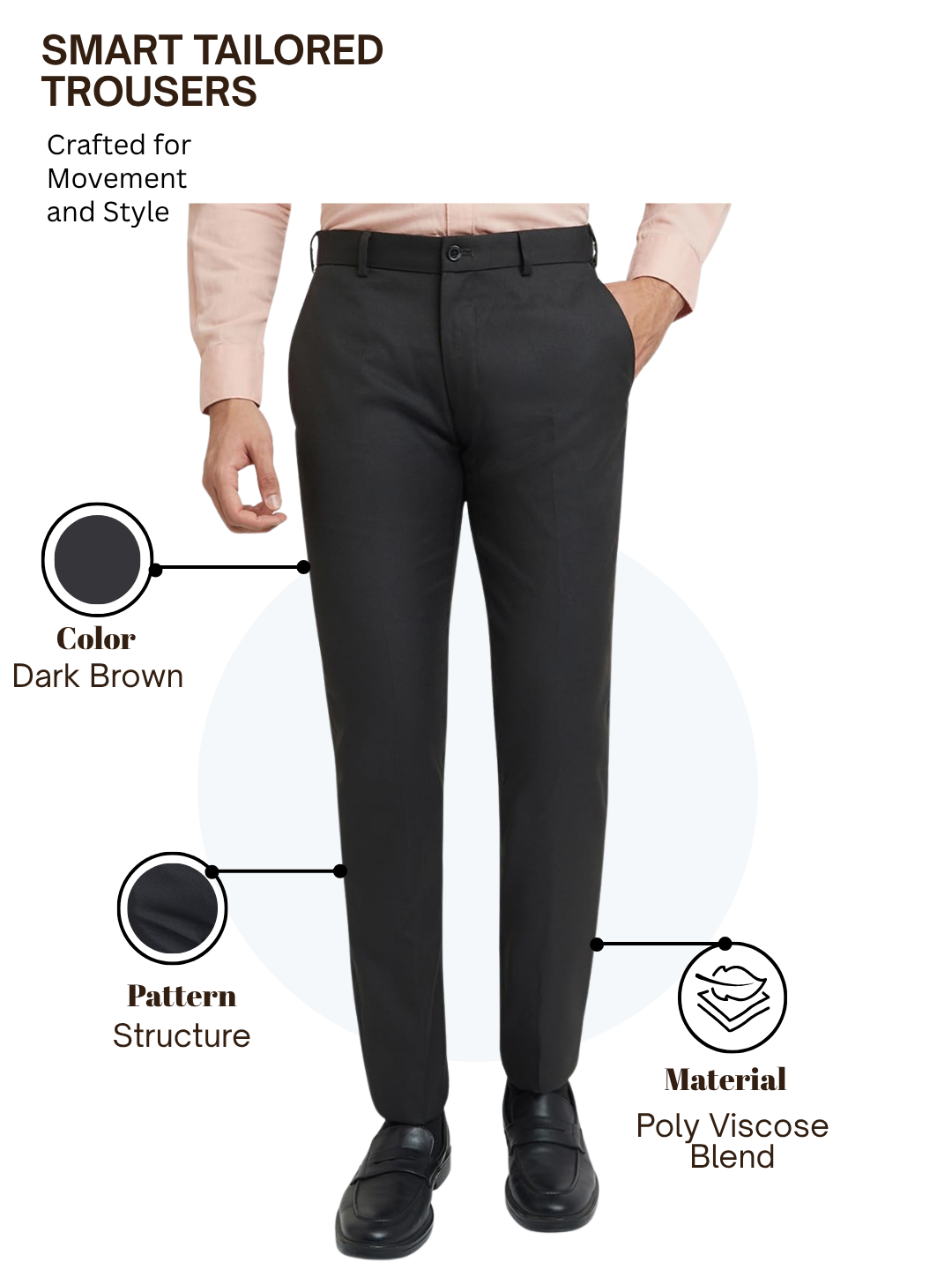 Raymond Men Brown Slim Fit Structure Trouser