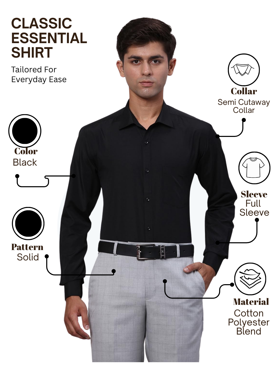Park Avenue Men Black Slim Fit Solid Formal Shirt