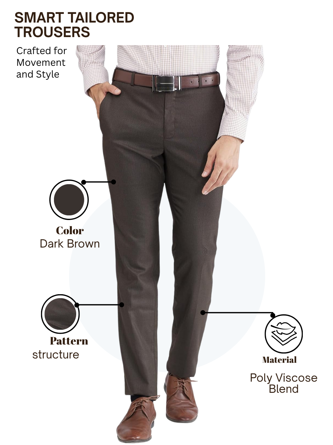 Raymond Men Brown Slim Fit Structure Trouser