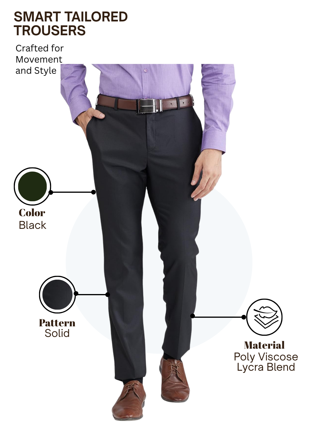 Raymond Men Black Slim Fit Solid Trouser