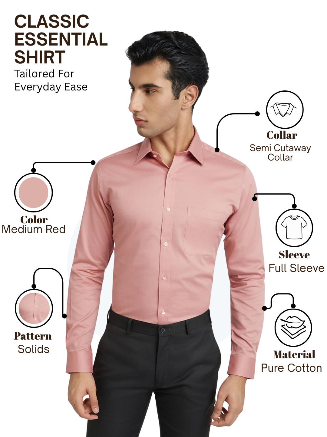 Raymond Men Pink Slim Fit Solid Formal Shirt – MyRaymond