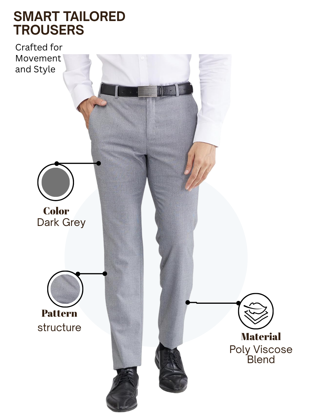 Raymond Men Grey Slim Fit Structure Trouser