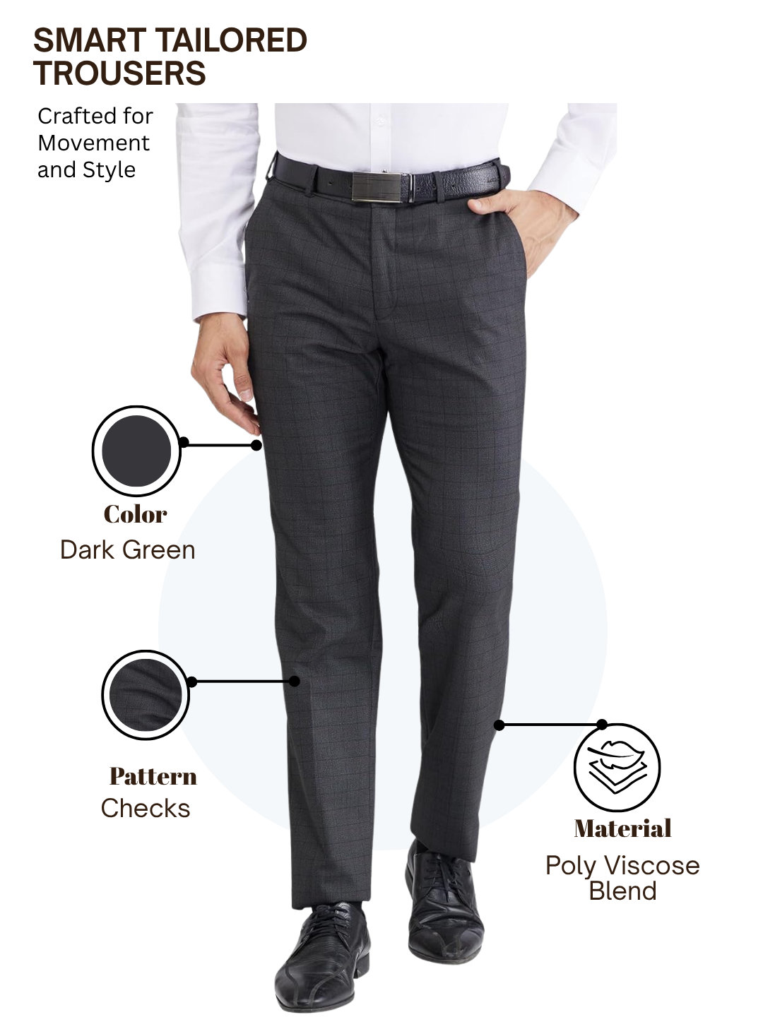 Raymond Men Green Slim Fit Checks Trouser