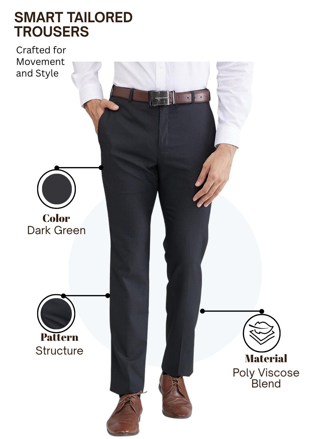 Raymond Men Green Slim Fit Structure Trouser