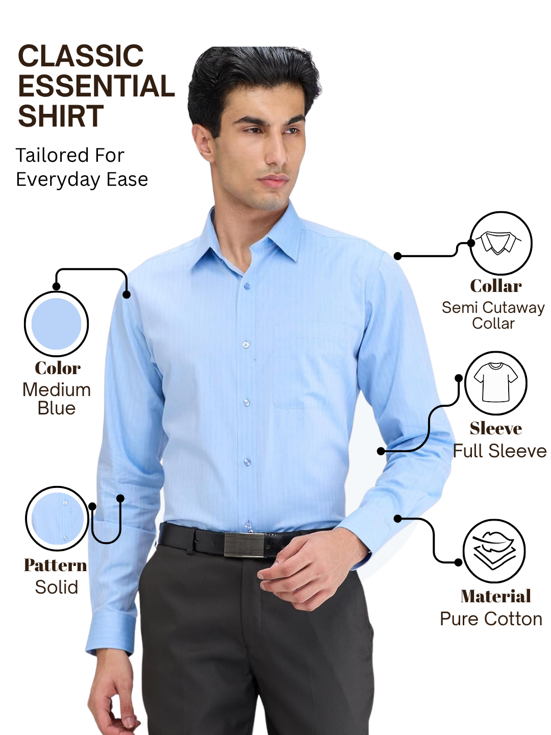 Raymond Men Blue Slim Fit Solid Formal Shirt