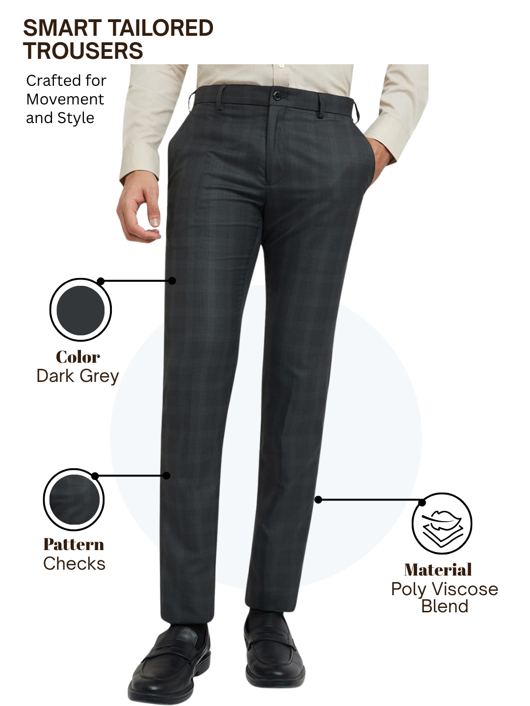 Raymond Men Grey Slim Fit Checks Trouser